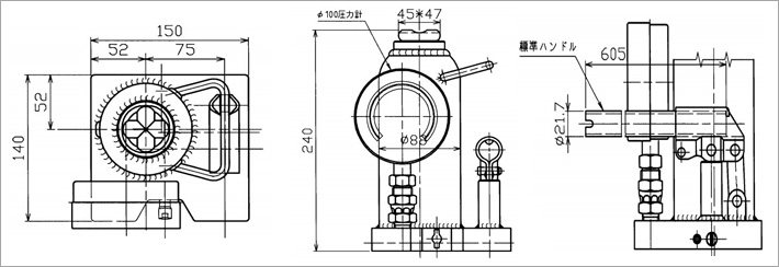 MH-10P帶壓力表千斤頂尺寸