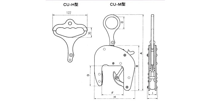 CU-M三木U字鉤吊夾鉗尺寸