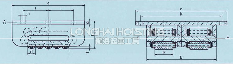 德國ZAS雙排輪滾輪小車尺寸圖