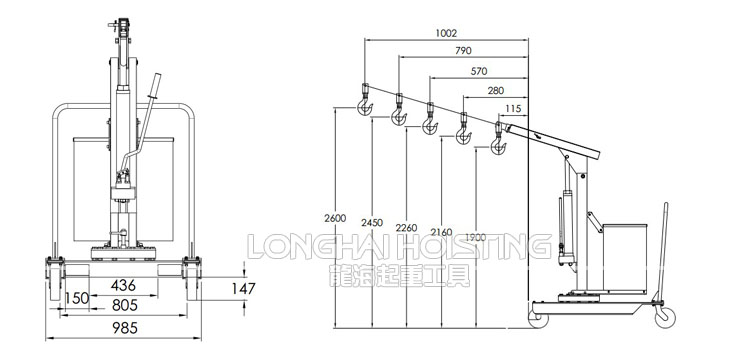 手動(dòng)旋轉(zhuǎn)液壓小吊車尺寸