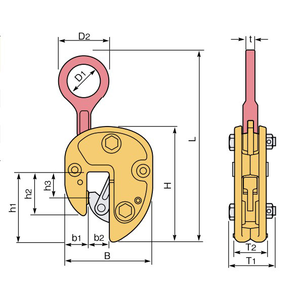 世霸SVC豎吊鋼板吊具尺寸圖