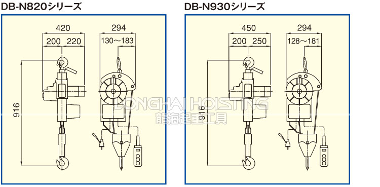 DB-N型小金剛電動(dòng)葫蘆尺寸